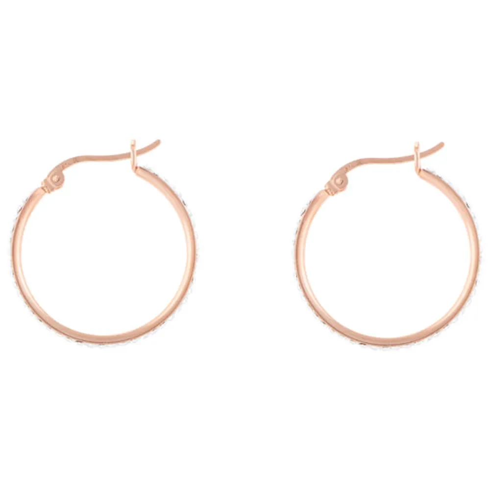 Le Reve Rose Crystal Hoop Earrings in Sterling Silver