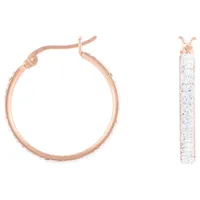 Le Reve Rose Crystal Hoop Earrings in Sterling Silver