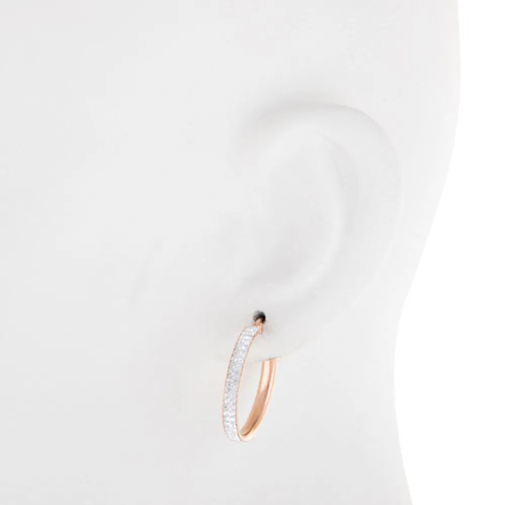 Le Reve Rose Crystal Hoop Earrings in Sterling Silver