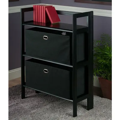 Torino 39" 3-Shelf Solid Wood Folding Bookcase - Black