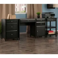 Delta Computer Desk with File Cabinet & Printer Table - Black