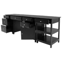 Delta Computer Desk with File Cabinet & Printer Table - Black