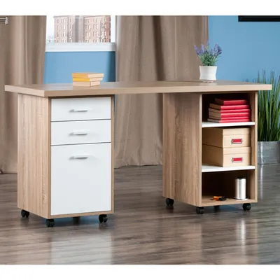 Kenner 3-Piece Modular Tabletop, 3-Drawer File Cabinet & 3-Shelf Cabinet Set - White