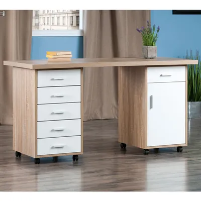 Kenner 3-Piece Modular Tabletop, 1-Drawer Cabinet & 5-Drawer Cabinet - White