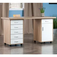 Kenner 3-Piece Modular Tabletop, 1-Drawer Cabinet & 5-Drawer Cabinet - White