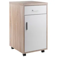 Armoire de rangement vertical mobile Kenner - Bois recyclé/Blanc