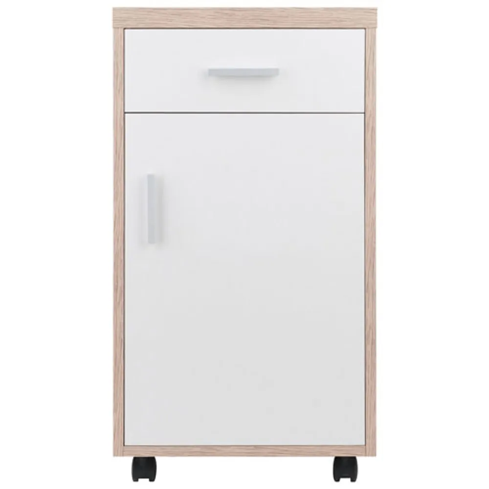 Armoire de rangement vertical mobile Kenner - Bois recyclé/Blanc