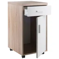 Armoire de rangement vertical mobile Kenner - Bois recyclé/Blanc