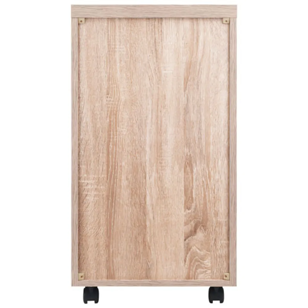 Armoire de rangement verticale mobile à 5 tiroirs Kenner - Bois recyclé/Blanc