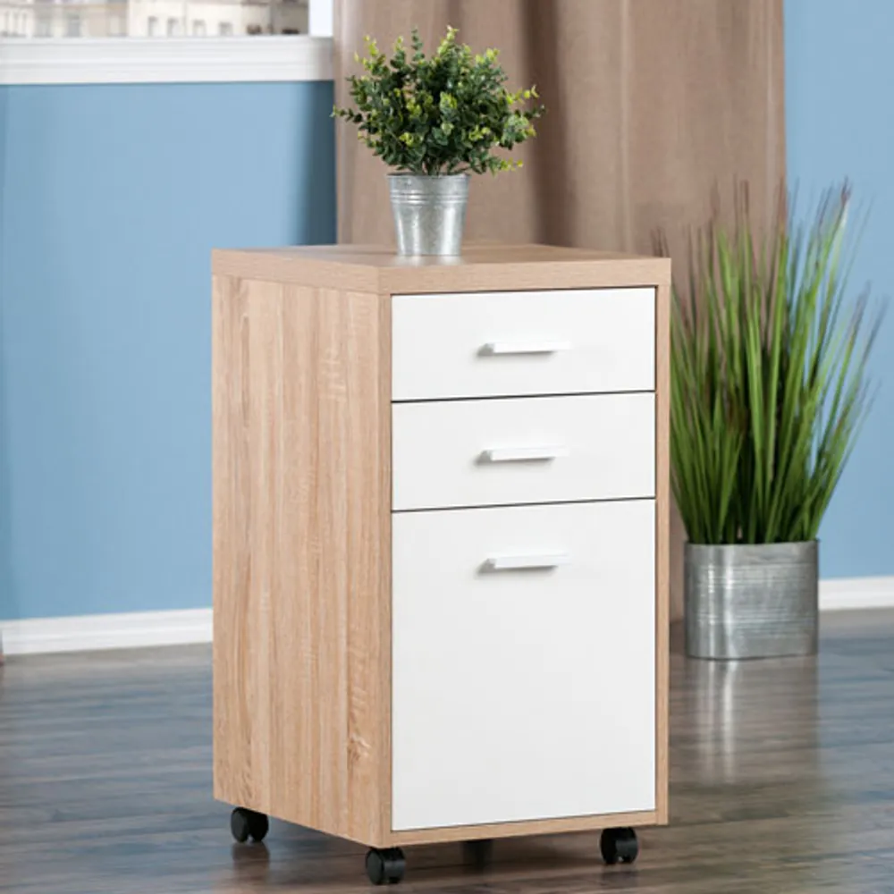 Kenner 3-Drawer Mobile Vertical File Cabinet - Reclaimed Wood/White