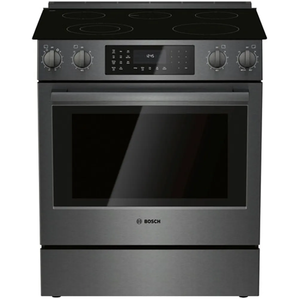 Bosch 32" 4.6 Cu. Ft. True Convection 5-Element Slide-In Electric Range (HEI8046C) - Black Stainless