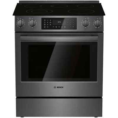 Bosch 32" 4.6 Cu. Ft. True Convection 5-Element Slide-In Electric Range (HEI8046C) - Black Stainless