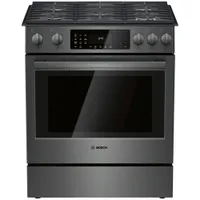 Bosch 30" 4.8 Cu. Ft. True Convection 5-Burner Slide-In Gas Range (HGI8046UC) - Black Stainless