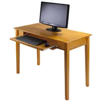 Studio 5-Piece Computer Desk, Writing Desk, Corner Table, Printer Table & File Cabinet Set - Honey