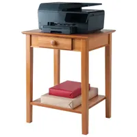 Studio 5-Piece Computer Desk, Writing Desk, Corner Table, Printer Table & File Cabinet Set - Honey