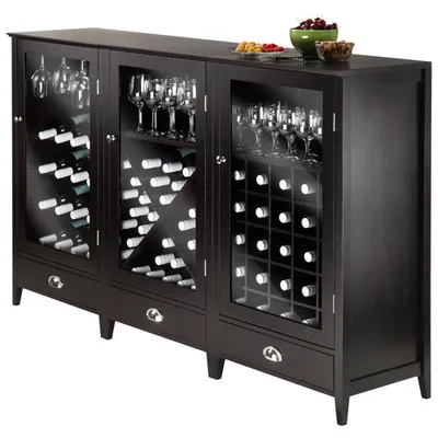 Bordeaux 3-Piece 68-Bottle Modular Wine Cabinet - Espresso