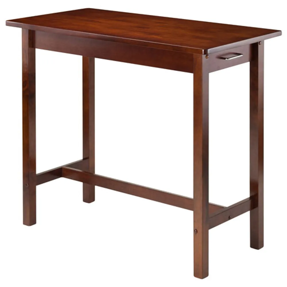 Sally Transitional 3-Piece Breakfast Table with Saddle Seats - Antique Walnut