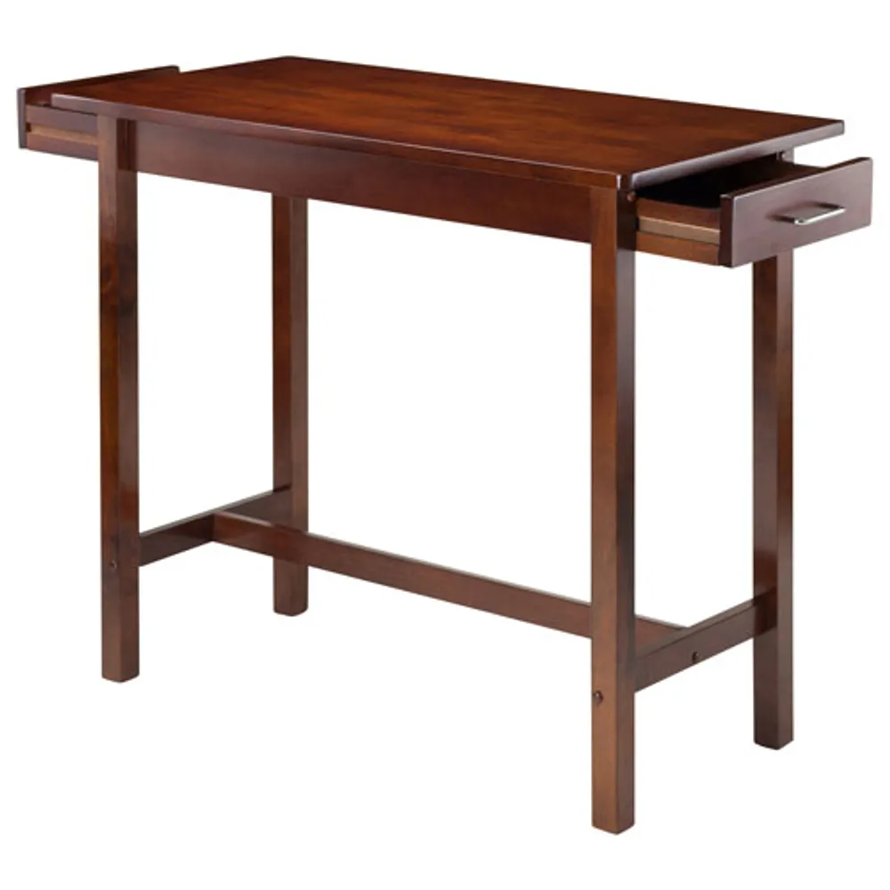 Sally Transitional 3-Piece Breakfast Table with Saddle Seats - Antique Walnut