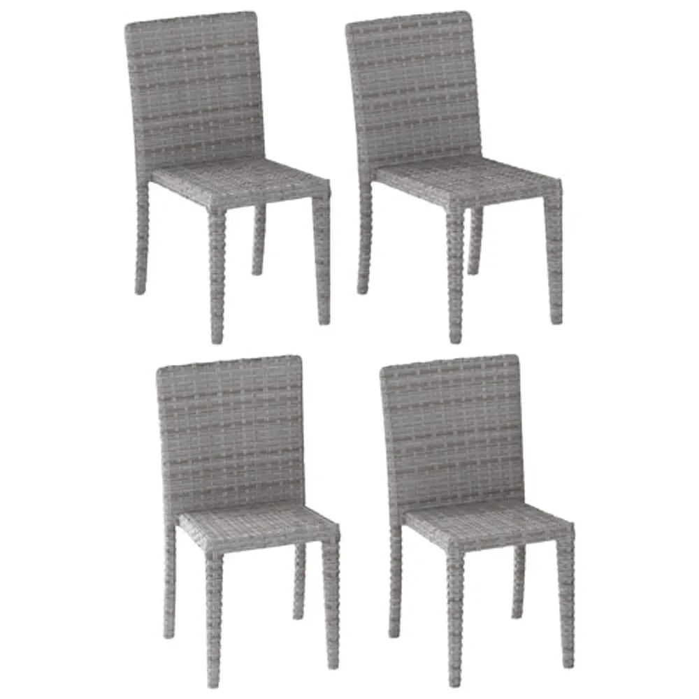 Brisbane Resin Wicker Stacking Outdoor Dining Chair - Set of 4 - Blended Grey