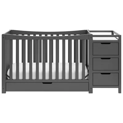 Graco Remi 4-in-1 Convertible Crib with Changing Table - Grey