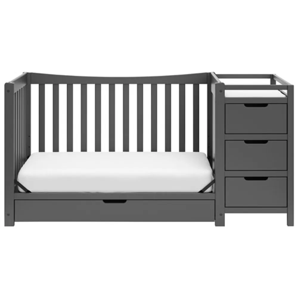 Graco Remi 4-in-1 Convertible Crib with Changing Table - Grey