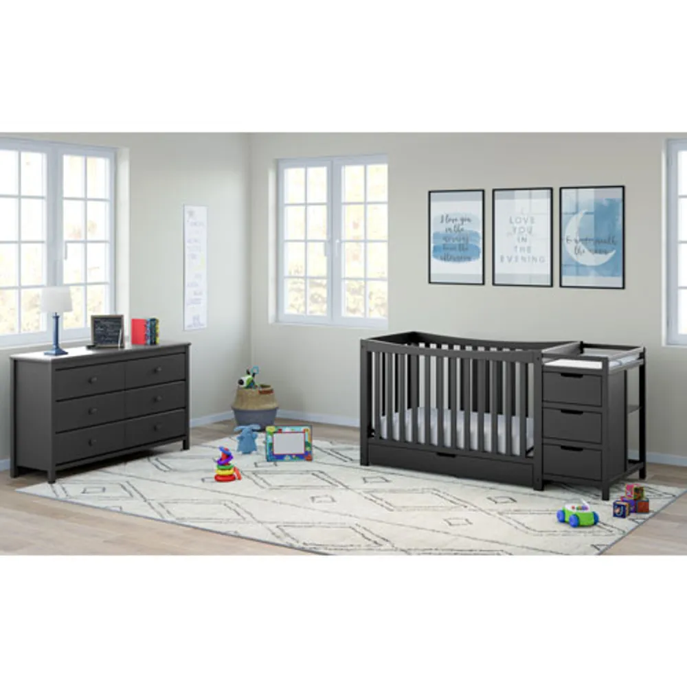 Graco Remi 4-in-1 Convertible Crib with Changing Table - Grey