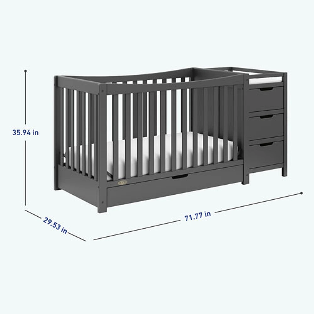 Graco Remi 4-in-1 Convertible Crib with Changing Table - Grey