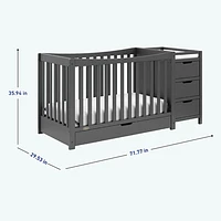 Graco Remi 4-in-1 Convertible Crib with Changing Table - Grey