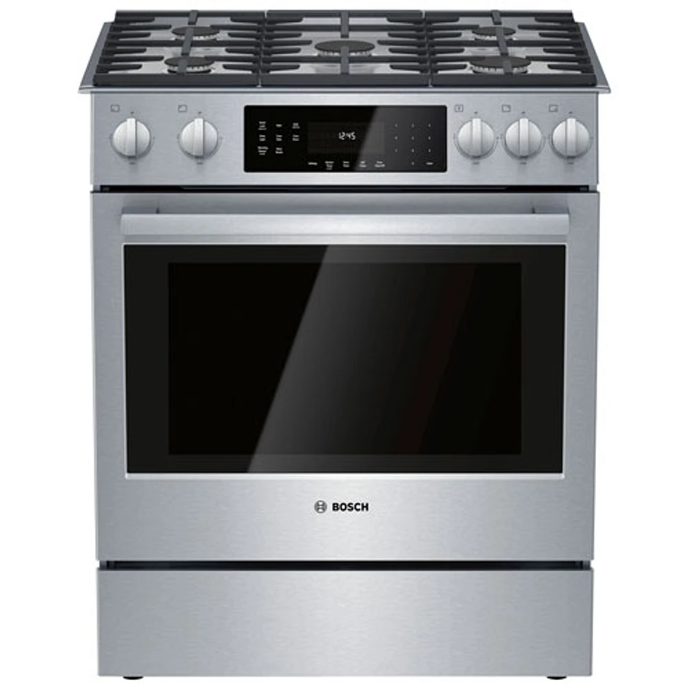 Bosch 30" 4.8 Cu. Ft. True Convection 5-Burner Slide-In Dual Fuel Range (HDI8056C) - Stainless Steel