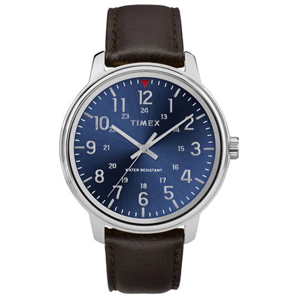 Montre décontractée de 43 mm pour hommes de Timex - Brun/Bleu/Argenté