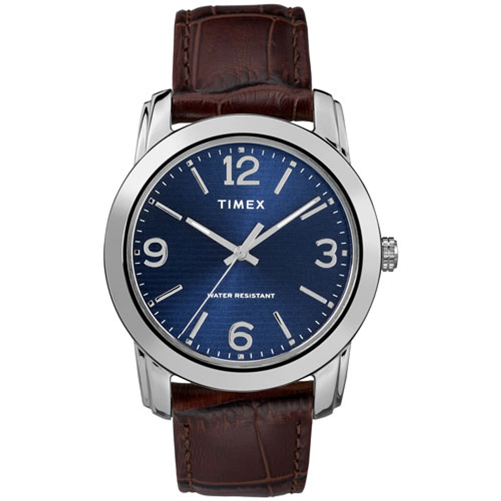 Montre décontractée de 39 mm pour hommes de Timex - Brun/Bleu/Argenté