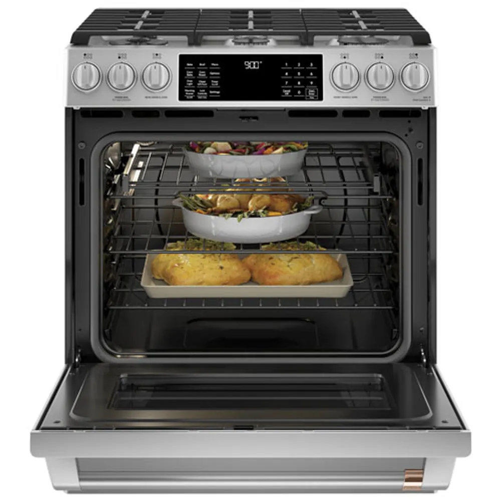 Café 30" 5.7 Cu. Ft. True Convection 6-Burner Slide-In Dual Fuel Range (CC2S900P2MS1) - Stainless