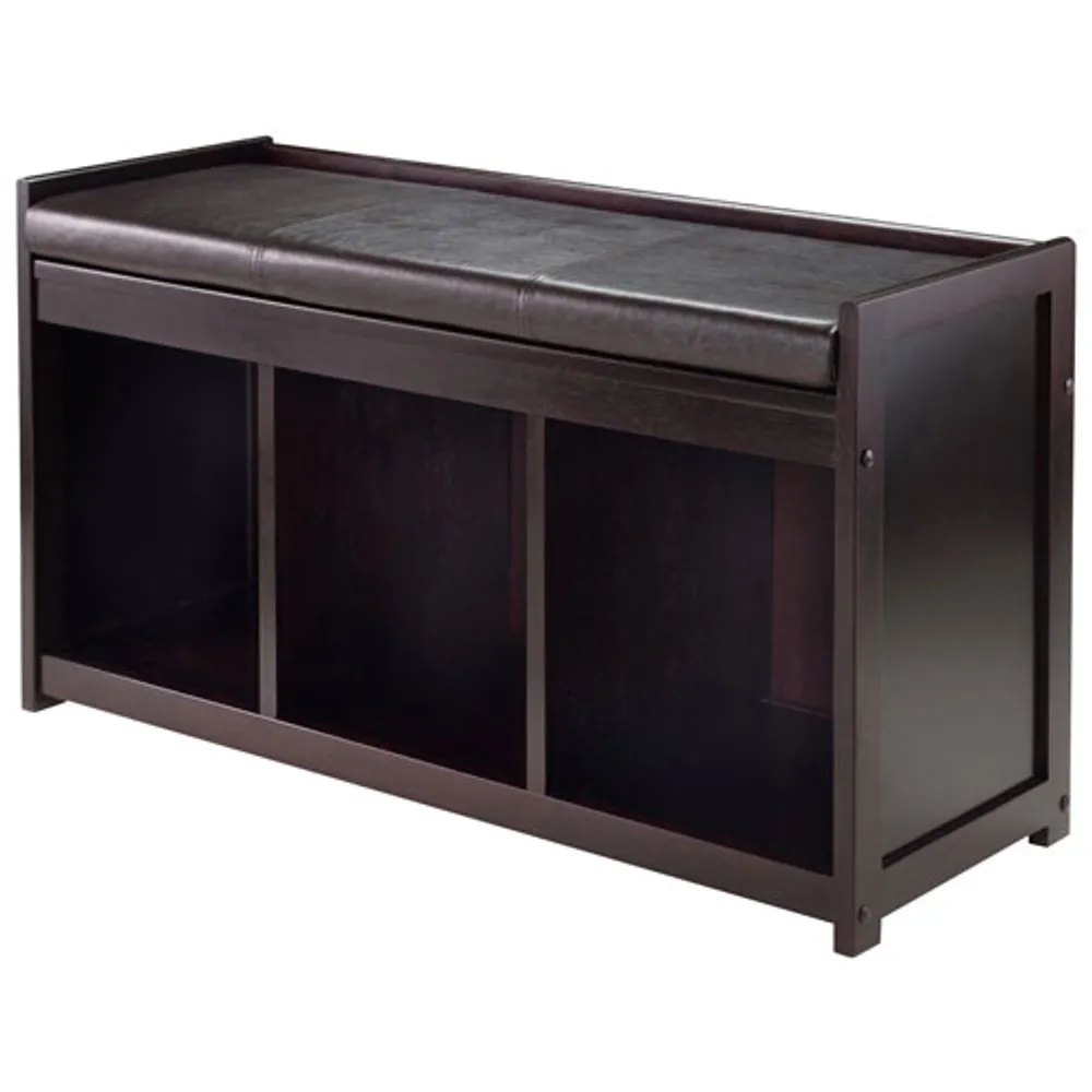 Addison Transitional Faux Leather Storage Bench - Espresso