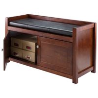 Charleston Transitional Faux Leather Storage Bench - Walnut/Espresso