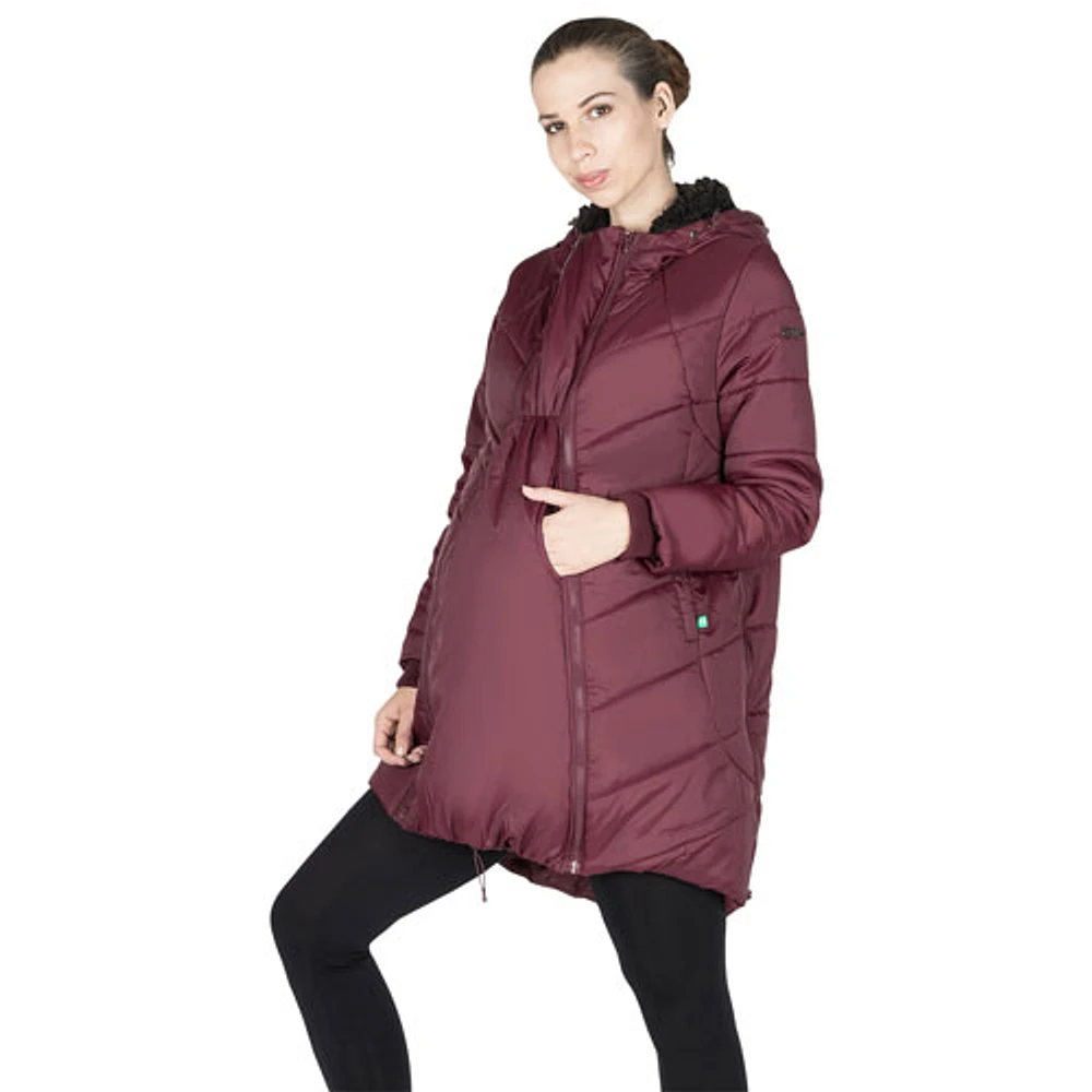Manteau de maternité matelassé/bouffant en polyester Harper de Modern Eternity - Petit - Bourgogne
