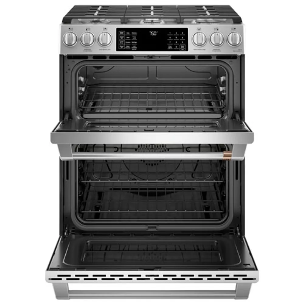 Café 30" 6.7 Cu. Ft. Convection Double Oven 6-Burner Slide-In Gas Range (CCGS750P2MS1) - Stainless Steel