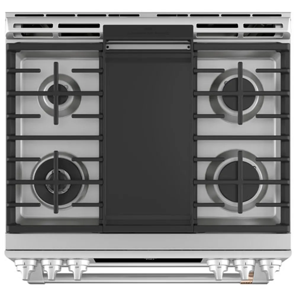 Café 30" 6.7 Cu. Ft. Convection Double Oven 6-Burner Slide-In Gas Range (CCGS750P2MS1) - Stainless Steel