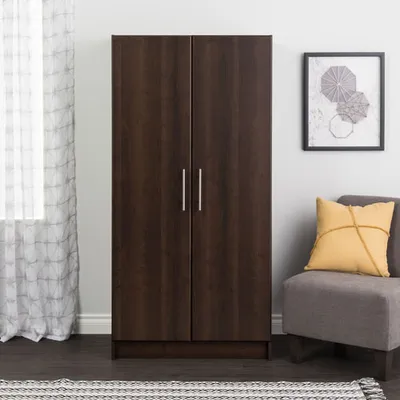 Elite 65" 2-Shelf Composite Wood Wardrobe Cabinet - Espresso