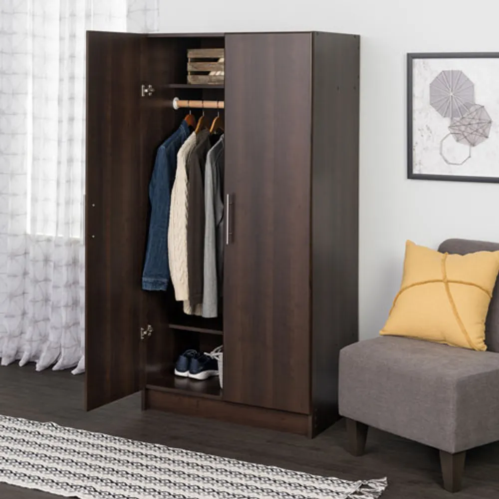 Elite 65" 2-Shelf Composite Wood Wardrobe Cabinet - Espresso