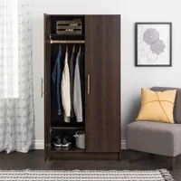 Elite 65" 2-Shelf Composite Wood Wardrobe Cabinet - Espresso