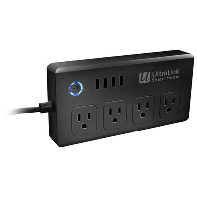UltraLink 4-Outlet 4-USB Smart Surge Protector with Amazon Alexa and Google Assistant (HTVAN100)
