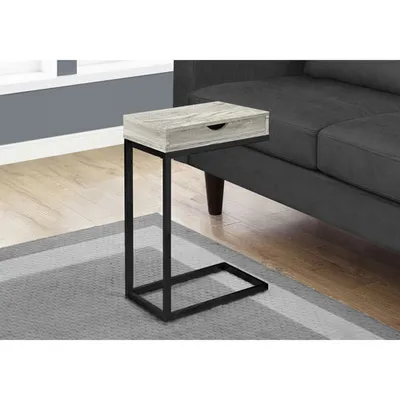 Table d'appoint rectangulaire contemporaine en C avec tiroir de Monarch - Gris