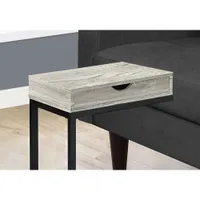 Monarch Contemporary Rectangular Accent C-Table with Drawer - Grey