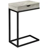 Table d'appoint rectangulaire contemporaine en C avec tiroir de Monarch - Gris