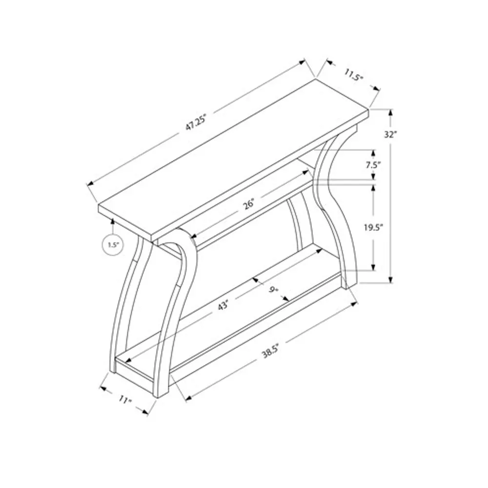 Monarch Contemporary Rectangular Hall Console Table