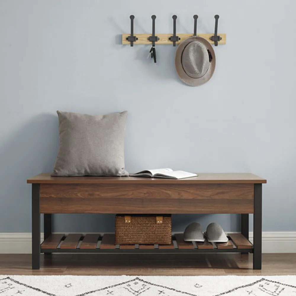 Winmoor Home Farmhouse Storage Bench - Dark Walnut