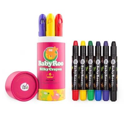 JAR MELO BABY ROO WASHABLE SILKY SMOOTH 6 COLORS NON-TOXIC CRAYONS
