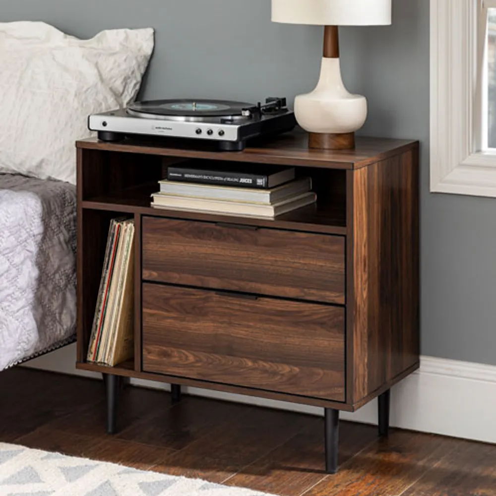 Winmoor Home Modern Rectangular Accent Table with Storage - Dark Walnut