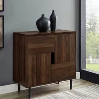 Color Pop Modern Square Accent Table - Dark Walnut/Navy