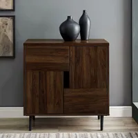 Color Pop Modern Square Accent Table - Dark Walnut/Navy